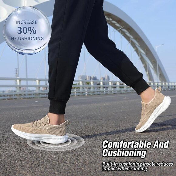 ⚡Men Khaki Fashion Mesh Non Slip Lightweight Workout Breathable Gym Sneakers - Picture 5 of 6